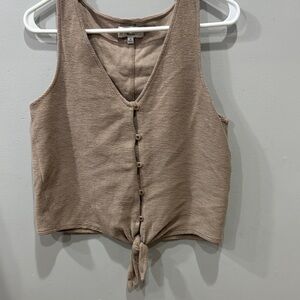Madewell Sleeveless Tan Button-Down Top